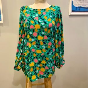 Bright green flowy blouse
